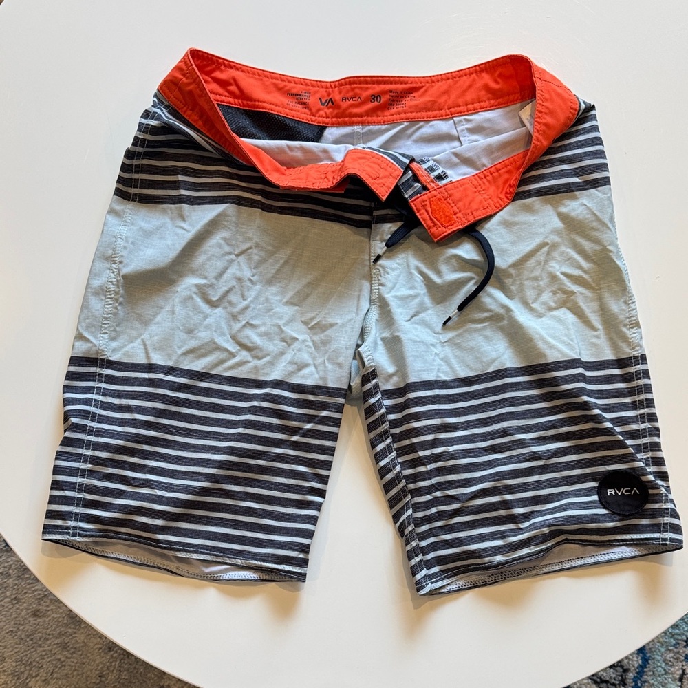 RVCA Men's Swim Shorts - blue shades w orange/red